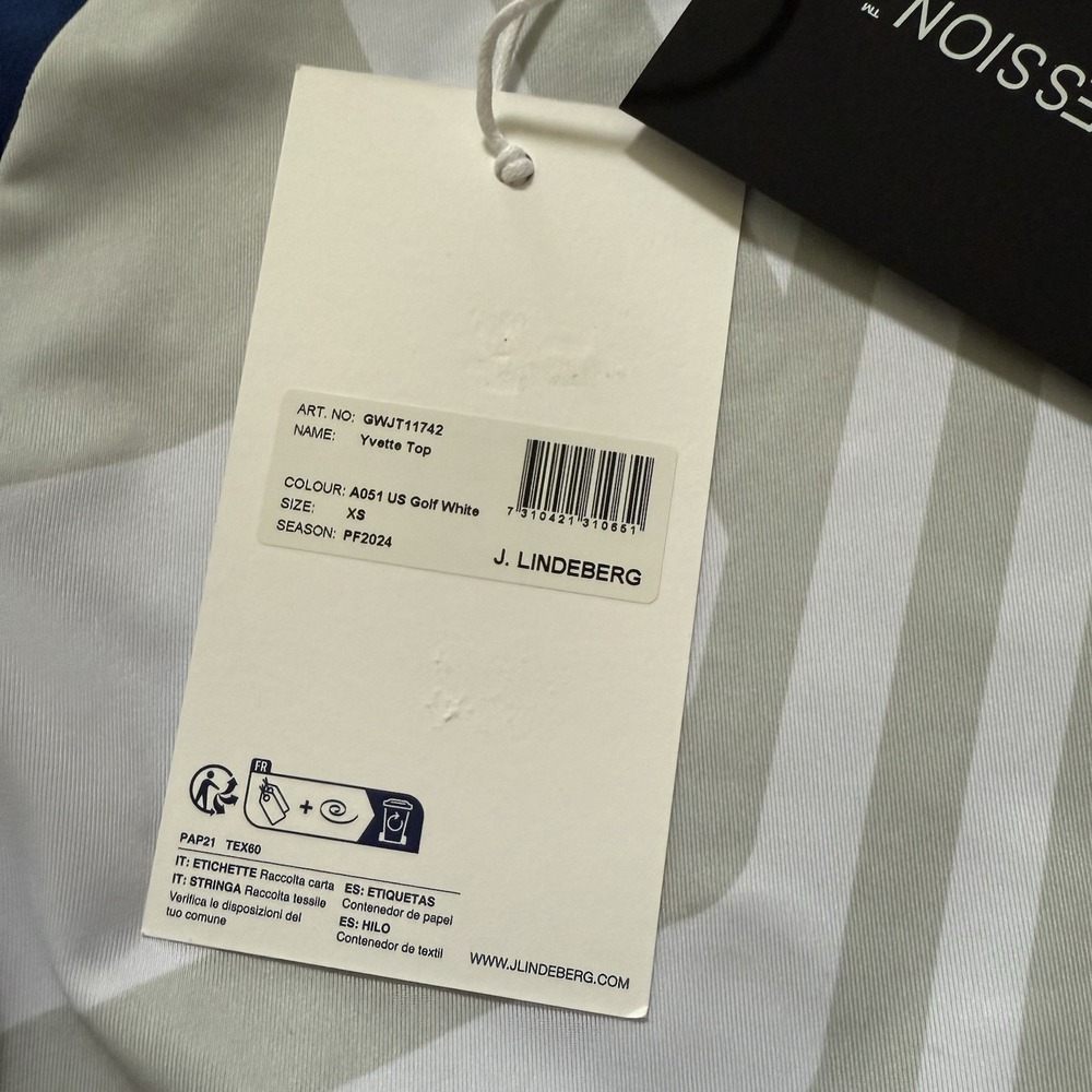 J Lindeberg Yvette Top Womens XS Golf Shirt USA Olympics White Gray Blue New - Picture 6 of 13